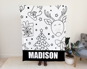 Personalized Xmas Blanket, Xmas Blanket Gift Idea, Cute Christmas Gift for Kids, Kids Gift Idea for Xmas, Best Christmas Gift for Children