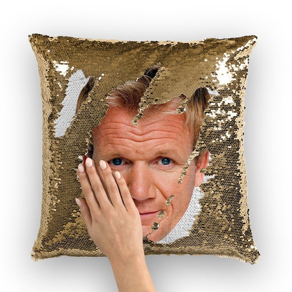 Gordon Ramsay Sequin Pillow | Celebrity Pillow Cushions | Cool Pillow Case | Funny Gift Idea for Gordon Ramsay Movie Fans