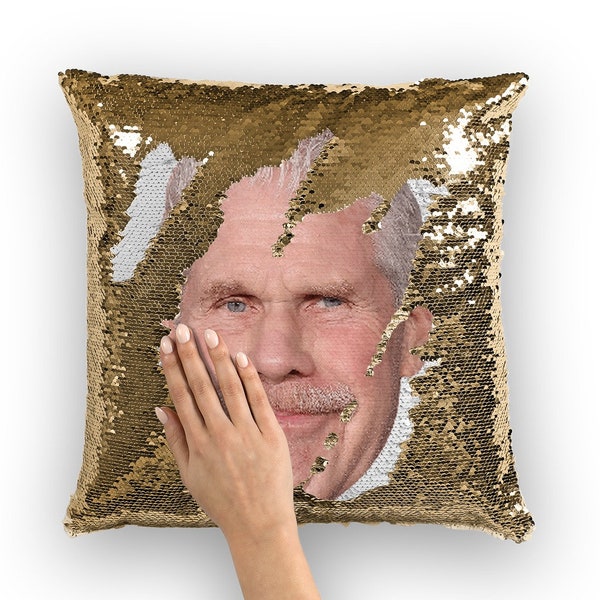 Ron Perlman Sequin Pillow | Celebrity Pillow Cushions | Cool Pillow Case | Funny Gift Idea for Cronos Movie Fans