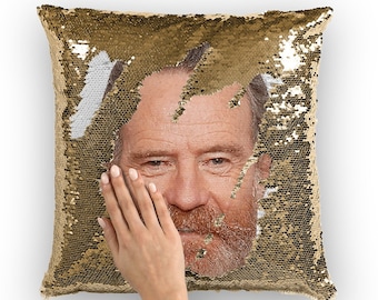 Bryan Cranston Pailletten Kissen | Promi-Kissenkissen | Cooler Kissenbezug | Lustige Geschenkidee für Trumbo Film Fans