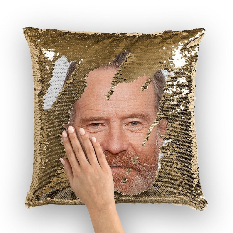 Bryan Cranston Sequin Pillow | Celebrity Pillow Cushions | Cool Pillow Case | Funny Gift Idea for Trumbo Movie Fans image 1