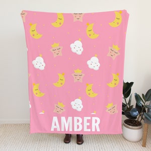 Custom Name Blanket for Kids, Baby Shower Gift Idea, Cute Girls Blanket, Pink Blanket for Toddlers, Personalized Blanket with Name Option