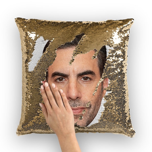 Sacha Baron Cohen Sequin Pillow | Celebrity Pillow Cushions | Cool Pillow Case | Funny Gift Idea for Les Miserables Movie Fans