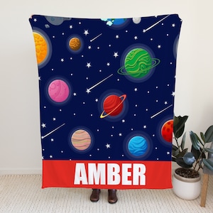 Personalized Astronaut Baby Blanket for Kids, Space Blanket for Toddlers, Custom Toddler Blanket with Name Option, Cool Blanket Gift Idea