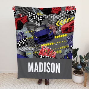Personalized Race Car Blanket, Race Car Crib Bedding, Race Car Nursery, Customizable Blanket Name, Personalized Blanket with Custom name
