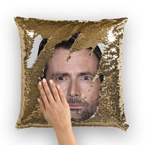 David Tennant Sequin Pillow | Celebrity Pillow Cushions | Cool Pillow Case | Funny Gift Idea for Learners Movie Fans