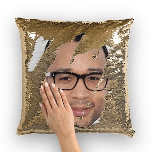 John Legend Sequin Pillow | Celebrity Pillow Cushions | Cool Pillow Case | Funny Gift Idea for John Legend Fans