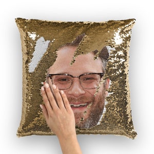 Seth Rogen Sequin Pillow | Celebrity Pillow Cushions | Cool Pillow Case | Funny Gift Idea for Long Shot Movie Fans