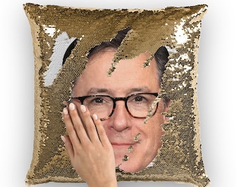 Stephen Colbert Sequin Pillow | Celebrity Pillow Cushions | Cool Pillow Case | Funny Gift Idea for Stephen Colbert Fans