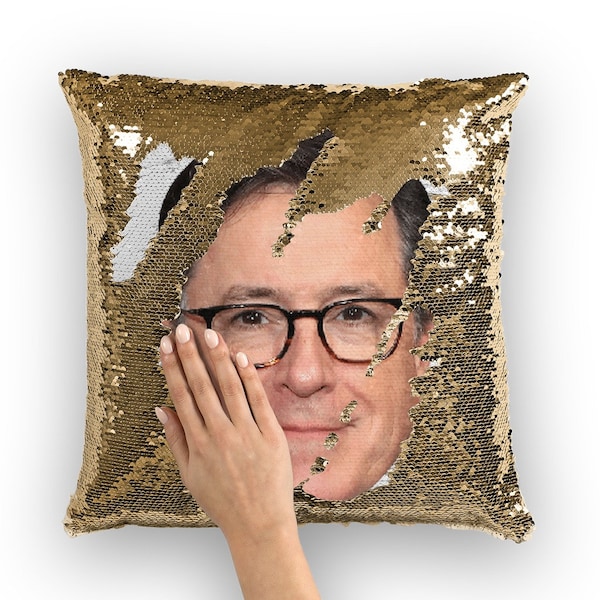 Stephen Colbert Sequin Pillow | Celebrity Pillow Cushions | Cool Pillow Case | Funny Gift Idea for Stephen Colbert Fans