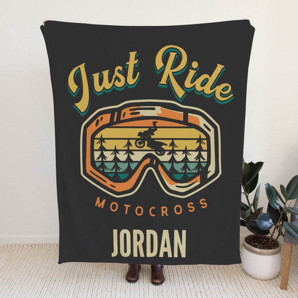 Personalized Motocross Blanket, Custom Blanket with Dirtbike, Dirtbike Blanket for Kids, Personal Blanket for Boys, Best Gift For Young Boys