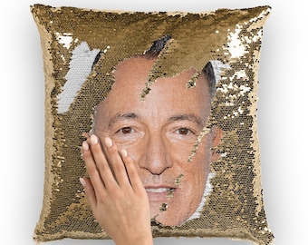 Bruce Springsteen Sequin Pillow | Celebrity Pillow Cushions | Cool Pillow Case | Funny Gift Idea for Bruce Springsteen Fans