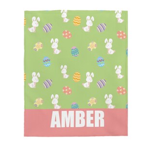 Linda manta de Pascua para niños, manta personalizada con conejitos, manta personalizada para Pascua, idea de regalo para ella, idea de regalo de manta para Pascua imagen 3