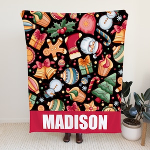 Cute Christmas Gift Blanket, Custom Xmas Blanket for Adult, Adults Blanket for Christmas, Custom Christmas Gift with Personalized Name