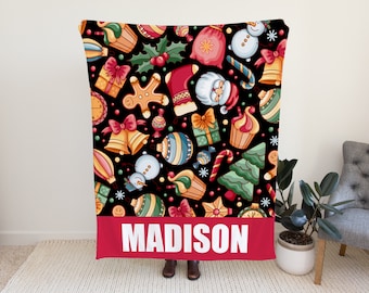Cute Christmas Gift Blanket, Custom Xmas Blanket for Adult, Adults Blanket for Christmas, Custom Christmas Gift with Personalized Name