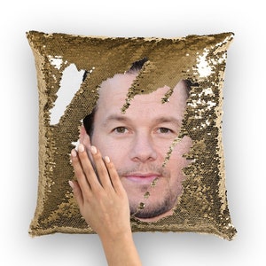 Mark Wahlberg Sequin Pillow | Celebrity Pillow Cushions | Cool Pillow Case | Funny Gift Idea for The Fighter Fans