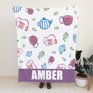 Personalisierte Decke Tee Design, benutzerdefinierte Decke für Kinder, Samt Plüsch Decke für Kleinkinder, Baby-Dusche-Geschenk-Idee, benutzerdefinierte Kinder Decke