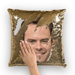 Bill Hader Pailletten Kissen | Promi-Kissenkissen | Cooler Kissenbezug | Lustige Geschenkidee für Superbad Movie Fans
