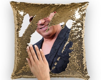 Vin Diesel Sequin Pillow | Celebrity Pillow Cushions | Cool Pillow Case | Funny Gift Idea For Guardians of The Galaxy Fans