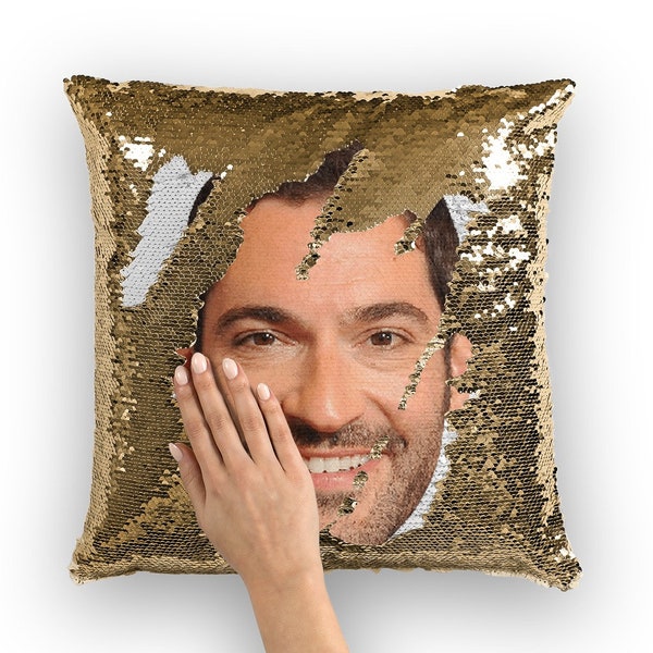 Tom Ellis Sequin Pillow | Celebrity Pillow Cushions | Cool Pillow Case | Funny Gift Idea for Isn't It Romantic Movie Fans