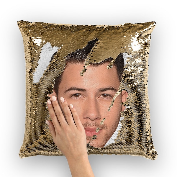 Nick Jonas Sequin Pillow | Celebrity Pillow Cushions | Cool Pillow Case | Funny Gift Idea for Camp Rock Movie Fans