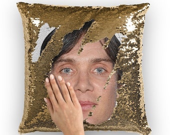 Cillian Murphy Sequin Pillow | Celebrity Pillow Cushions | Cool Pillow Case | Funny Gift Idea for Dunkirk Movie Fans