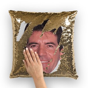 Simon Cowell Sequin Pillow | Celebrity Pillow Cushions | Cool Pillow Case | Funny Gift Idea for Simon Cowell Fans