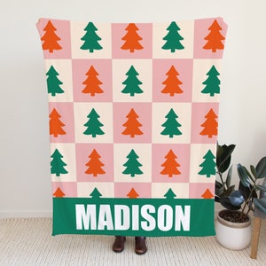 Personalized Christmas Blanket, Custom Blanket with Name Option for XMAS, Christmas Gift Idea Blanket, Plush Blanket Gift Idea for Kids