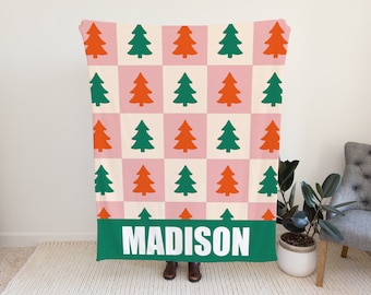Personalized Christmas Blanket, Custom Blanket with Name Option for XMAS, Christmas Gift Idea Blanket, Plush Blanket Gift Idea for Kids
