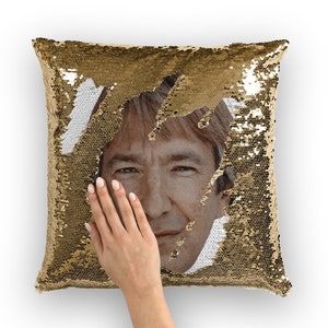 Alan Rickman Sequin Pillow | Celebrity Pillow Cushions | Cool Pillow Case | Funny Gift Idea for Love Actually Movie Fans