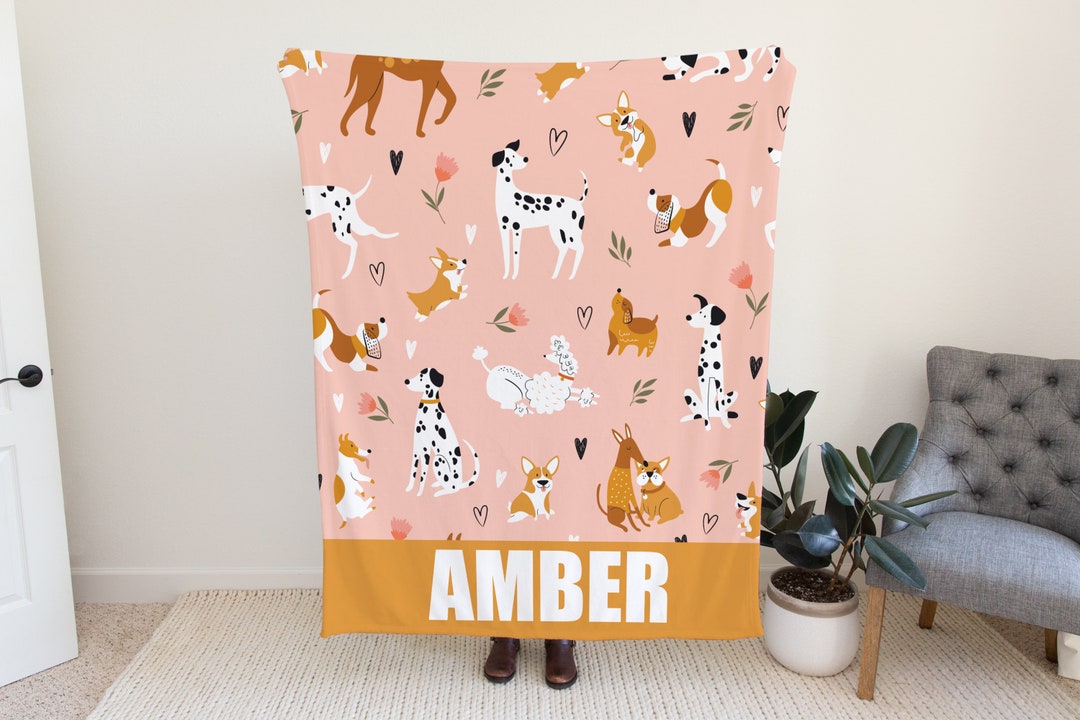 Custom Blanket in Dog Design, Dog Blanket for Kids, Velveteen Plush ...