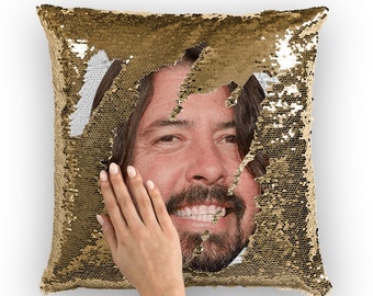 Dave Grohl Sequin Pillow | Celebrity Pillow Cushions | Cool Pillow Case | Funny Gift Idea for Dave Grohl Fans