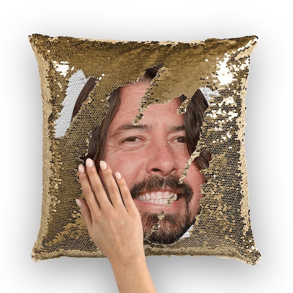 Dave Grohl Sequin Pillow | Celebrity Pillow Cushions | Cool Pillow Case | Funny Gift Idea for Dave Grohl Fans