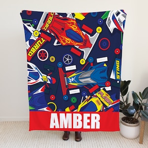 Formula 1 Blanket for Kids, Custom Racecar Blanket, Personalized Blanket for Toddlers, Race Car Blanket for Boys, Gift Idea for Young Boys