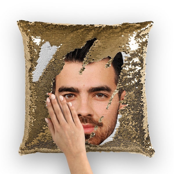 Joe Jonas paillettenkussen | Celebrity-kussenkussens | Coole kussensloop | Grappig cadeau-idee voor Jonas Brothers-fans