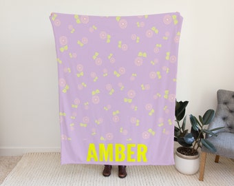 Personalized Blanket with Sunflowers, Sunflower Blanket for Kids, Custom Blanket for Toddlers, Cute Velveteen Blanket, Baby Shower Gift Idea
