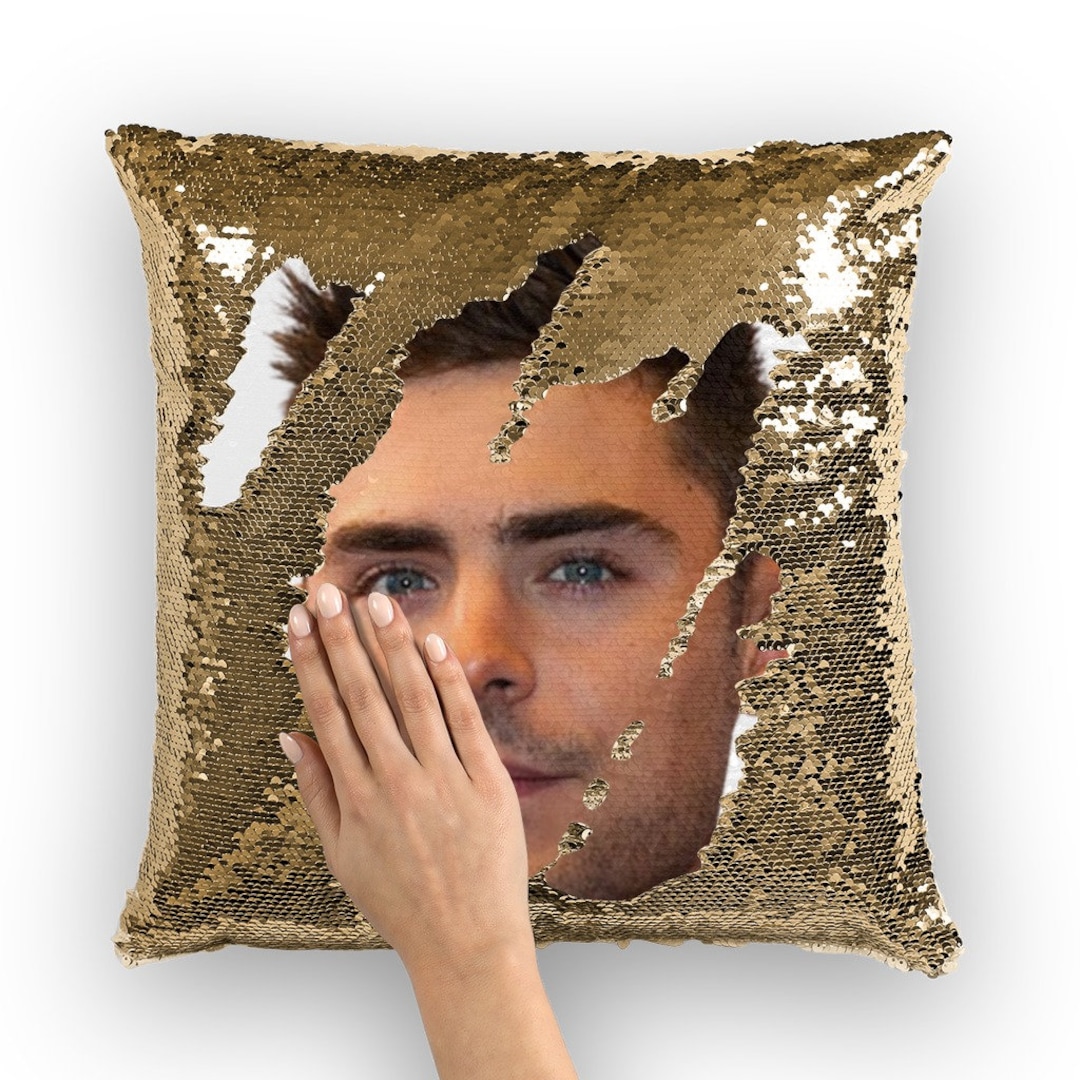 Zac Efron Sequin Pillow Celebrity Pillow Cushions Cool Pillow Case Funny Gift Idea for High School Musical Movie Fans Etsy