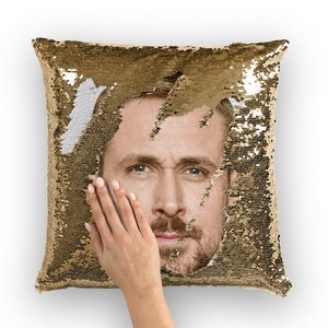Ryan Gosling Sequin Pillow | Celebrity Pillow Cushions | Cool Pillow Case | Funny Gift Idea for Lars and the Real Girl Movie Fans