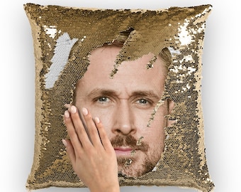 Ryan Gosling Sequin Pillow | Celebrity Pillow Cushions | Cool Pillow Case | Funny Gift Idea for Lars and the Real Girl Movie Fans
