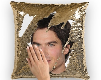 Ian Somerhalder Sequin Pillow | Celebrity Pillow Cushions | Cool Pillow Case | Funny Gift Idea for Changing Hearts Movie Fans