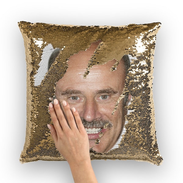 Dr. Phil Sequin Pillow | Celebrity Pillow Cushions | Cool Pillow Case | Funny Gift Idea for Dr. Phil Fans