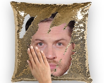 Tom Hardy Sequin Pillow | Celebrity Pillow Cushions | Cool Pillow Case | Funny Gift Idea for The Revenant Movie Fans