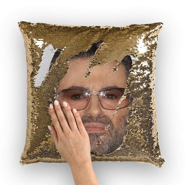 George Michael Sequin Pillow | Celebrity Pillow Cushions | Cool Pillow Case | Funny Gift Idea for George Michael Fans