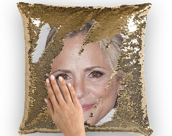 Amy Sedaris Sequin Pillow | Celebrity Pillow Cushions | Cool Pillow Case | Funny Gift Idea for Chef Movie Fans