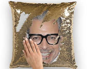 Jeff Goldblum Sequin Pillow Celebrity Pillow Cushions Cool Pillow
