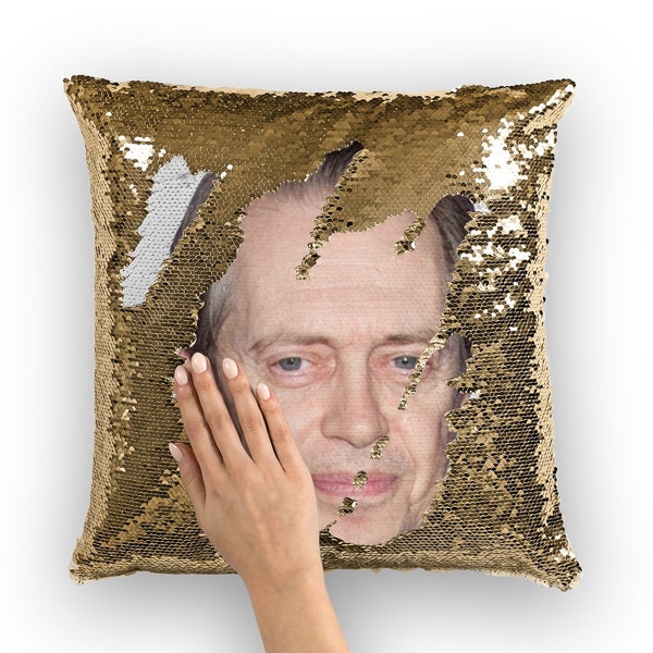 Steve Buscemi Sequin Pillow | Celebrity Pillow Cushions | Cool Pillow Case | Funny Gift Idea for Trees Lounge Movie Fans