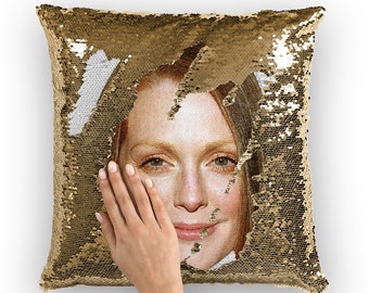 Julianne Moore Sequin Pillow | Celebrity Pillow Cushions | Cool Pillow Case | Funny Gift Idea for Boogie Nights Movie Fans