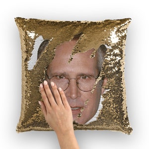 Chevy Chase Sequin Pillow | Celebrity Pillow Cushions | Cool Pillow Case | Funny Gift Idea for Fletch Movie Fans