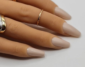 Luxury light beige Press On Nails by MissYes 24 tips | Ballerina shape | Glue On Nails | Fake Nails| Nails with Design