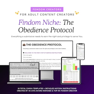Pakiet protokołu posłuszeństwa Findom: System sterowania Domme, szablony Canva (do pobrania w wersji cyfrowej)